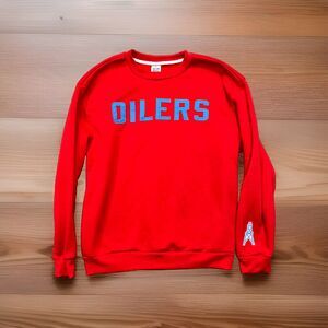 Houston Oilers Texans Red Sweatshirt Tennessee Titans NFL Vintage Marks Men’s M